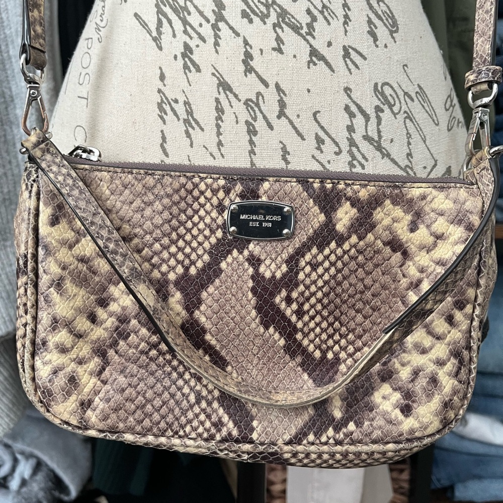 Michael Kors Brown Snake Print Shoulder Bag